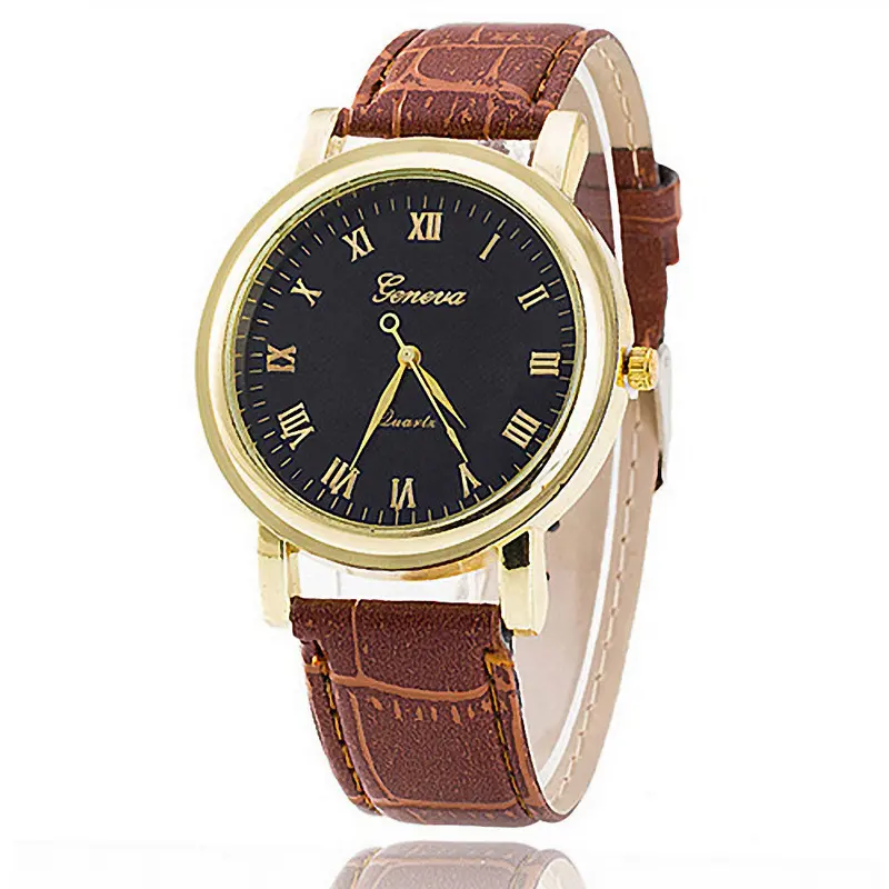 Geneva Watch Women Men Faux Leather Analog Quartz Wrist Watch Clock Reloj Masculino Women Quartz Watch 1