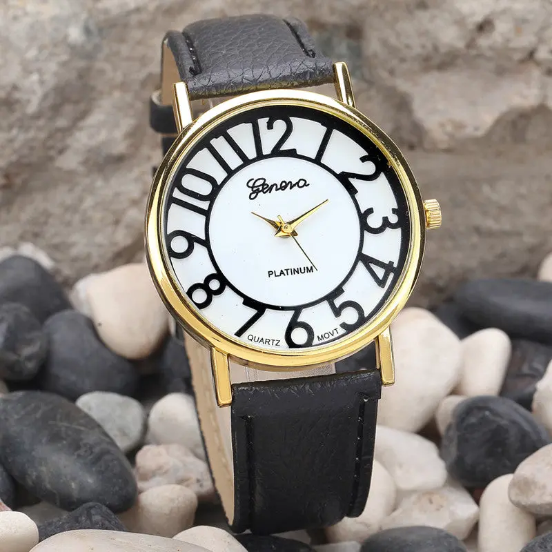Geneva Watch Women Quartz Leather Young Sports Women Watch Casual Dress Wristwatches Relogios Feminino 1