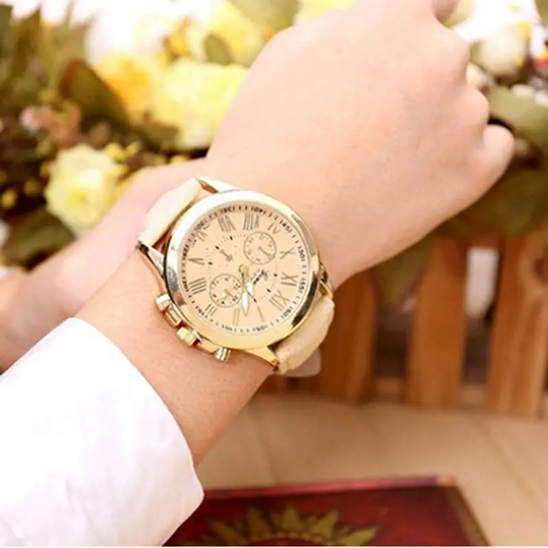 Geneva Watch Women Watches Leather Band Young Sport Women Casual Dress Wristwatches Geneva Relogios Feminino 1