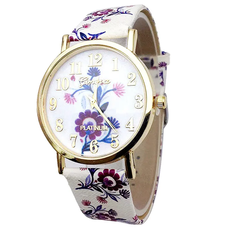 Geneva Watch Women's Wristwatch Leather Quartz Watch Ladies Girls Casual Watch Women Dress Watch Mujer Printed Reloje 3
