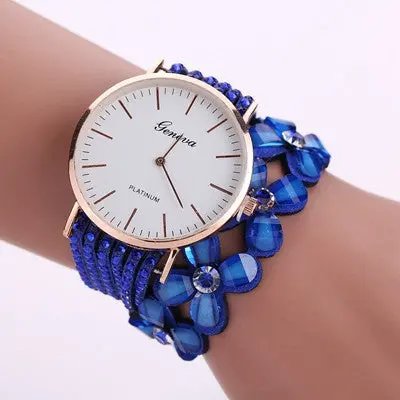 Geneva Women Bracelet Watches Rhinestone Crystal Dress Clock Bangle Wrist Watch Relogio Feminino 2