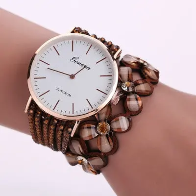Geneva Women Bracelet Watches Rhinestone Crystal Dress Clock Bangle Wrist Watch Relogio Feminino 3