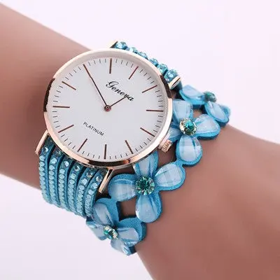 Geneva Women Bracelet Watches Rhinestone Crystal Dress Clock Bangle Wrist Watch Relogio Feminino 5