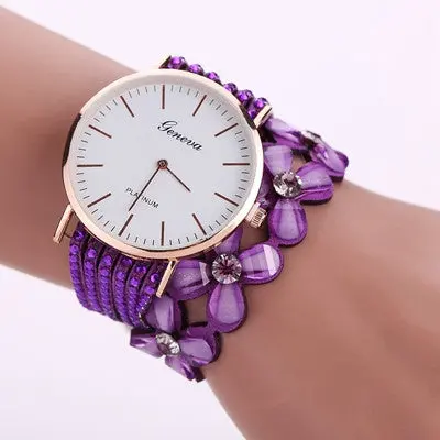 Geneva Women Bracelet Watches Rhinestone Crystal Dress Clock Bangle Wrist Watch Relogio Feminino 7