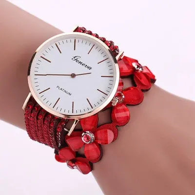 Geneva Women Bracelet Watches Rhinestone Crystal Dress Clock Bangle Wrist Watch Relogio Feminino 8