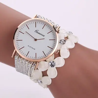 Geneva Women Bracelet Watches Rhinestone Crystal Dress Clock Bangle Wrist Watch Relogio Feminino 9