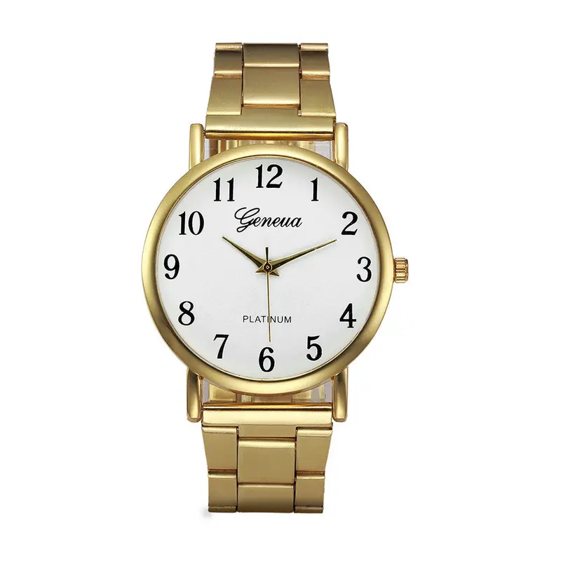 Geneva Women Dress Watches Gold Clock Stainless Steel Band Analog Quartz Watch Bracelet Relogio Feminino 2
