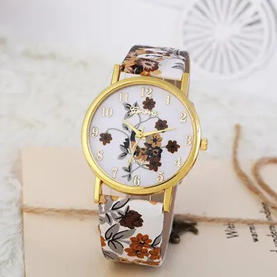 Geneva Women Dress Watches Pu Leather Band Elegant Clock Quartz Analog Wrist Watch Relogio Montre 1