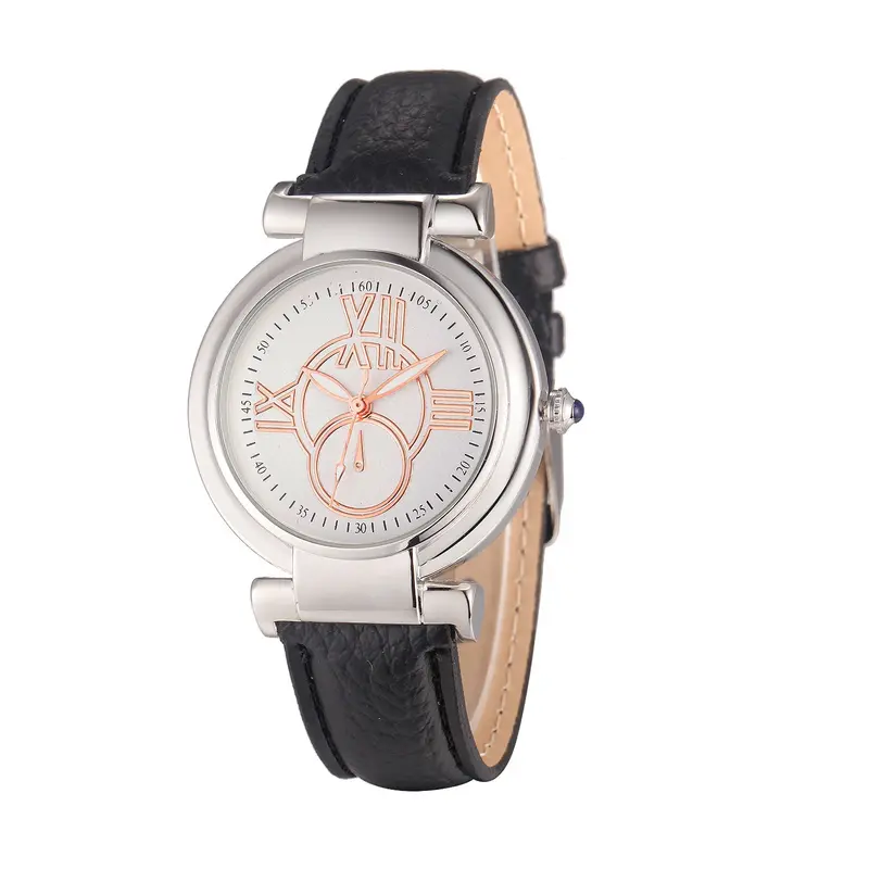 Geneva Women Leather Band Stainless Steel Quartz Analog Wrist Watch Ladies Watches Clock Women Feida 1