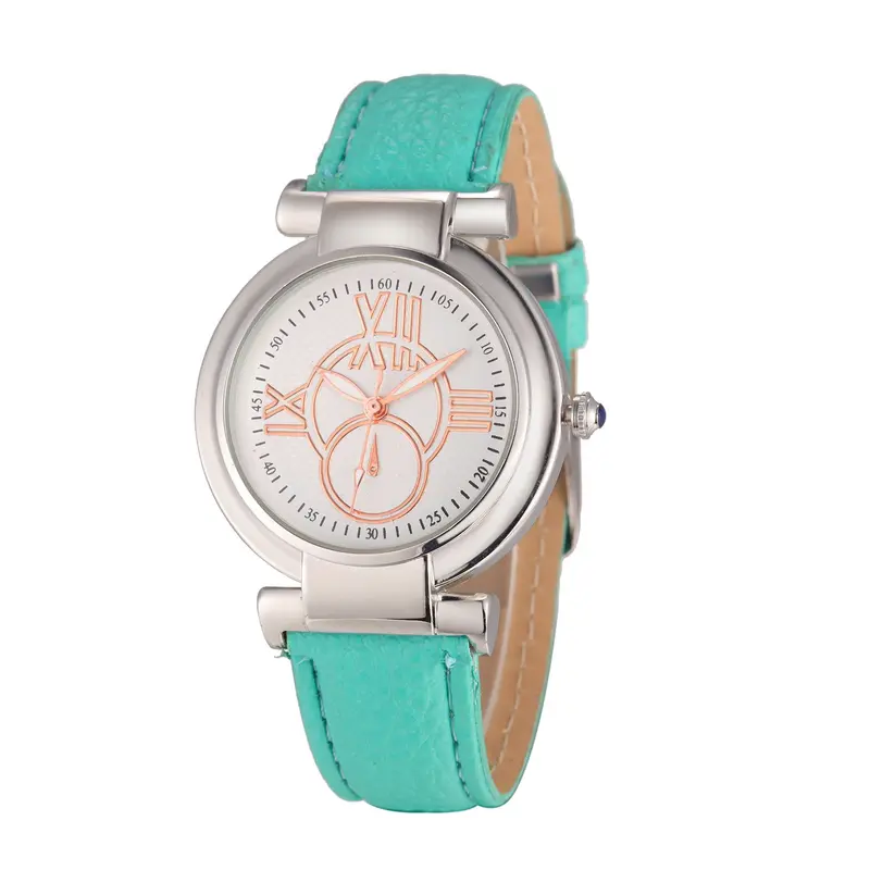 Geneva Women Leather Band Stainless Steel Quartz Analog Wrist Watch Ladies Watches Clock Women Feida 3