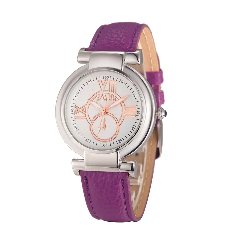 Geneva Women Leather Band Stainless Steel Quartz Analog Wrist Watch Ladies Watches Clock Women Feida 6