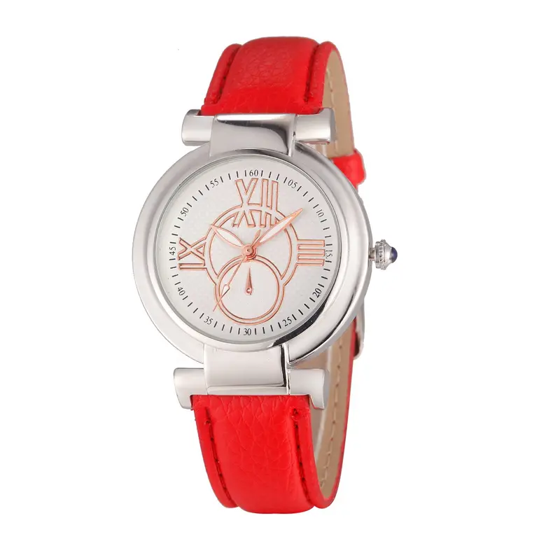Geneva Women Leather Band Stainless Steel Quartz Analog Wrist Watch Ladies Watches Clock Women Feida 7
