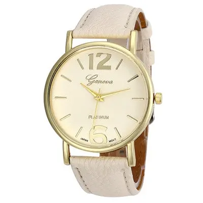 Geneva Women Men Watches Pu Leather Band Top Luxury Analog Quartz Wrist Watch Clock Relogio Montre 1
