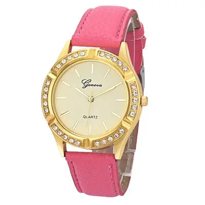 Geneva Women Watches Crystal Rhinestone Analog Pu Leather Band Quartz Wristwatch Clock Relogio Feminino 6