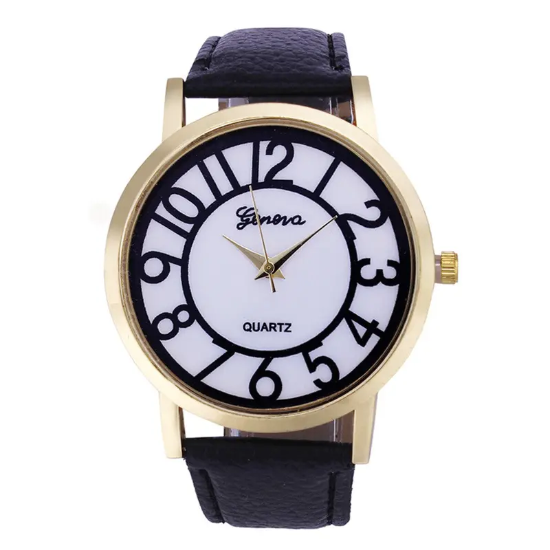Geneva Women Watches Dress Clock Digital Pattern Pu Leather Band Analog Quartz Wristwatch Relogio Feminino 1