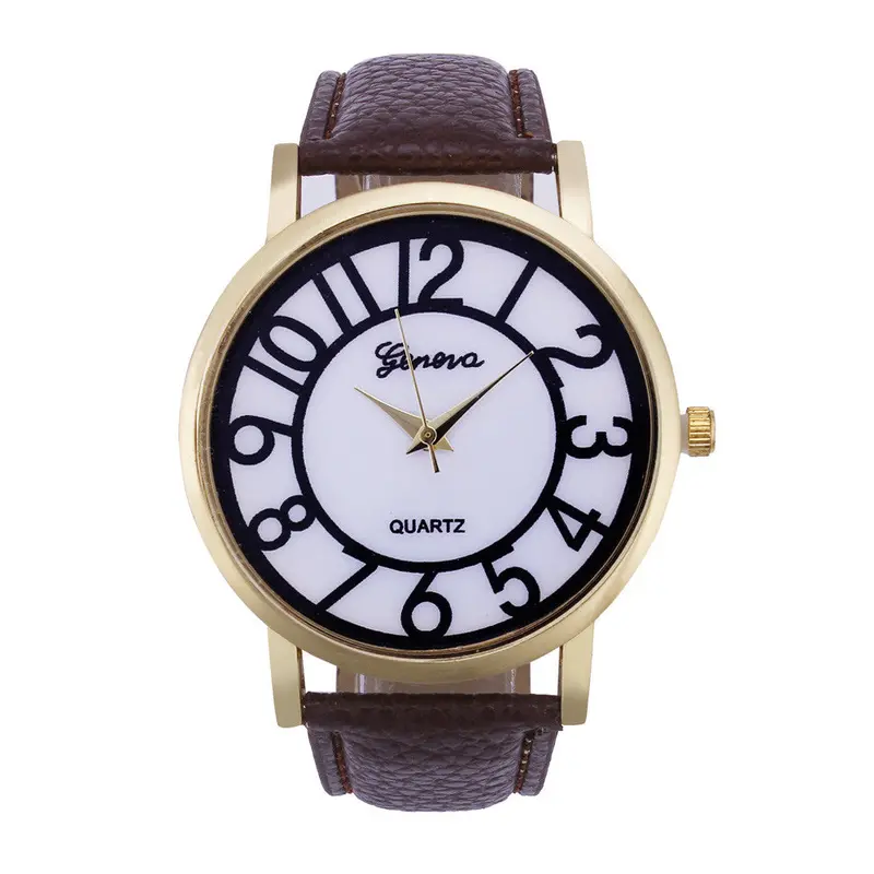 Geneva Women Watches Dress Clock Digital Pattern Pu Leather Band Analog Quartz Wristwatch Relogio Feminino 2