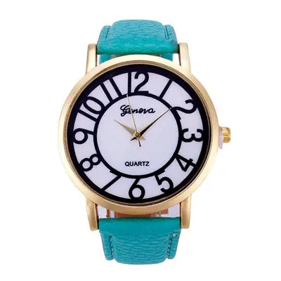 Geneva Women Watches Dress Clock Digital Pattern Pu Leather Band Analog Quartz Wristwatch Relogio Feminino 3