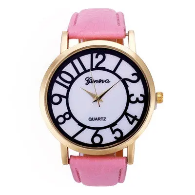 Geneva Women Watches Dress Clock Digital Pattern Pu Leather Band Analog Quartz Wristwatch Relogio Feminino 4