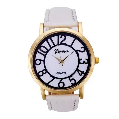 Geneva Women Watches Dress Clock Digital Pattern Pu Leather Band Analog Quartz Wristwatch Relogio Feminino 5