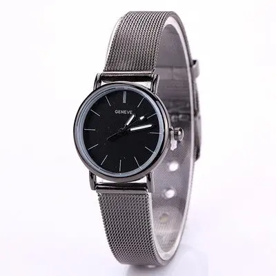Geneva Women Watches Dress Clock Stainless Steel Mesh Band Quartz Wrist Watch Relogio Feminino Gift 1