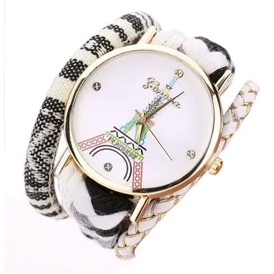 Geneva Women Watches Dress Clock Tower Pattern Womenweaving Miracle Wrap Watch Relogio Feminino 6