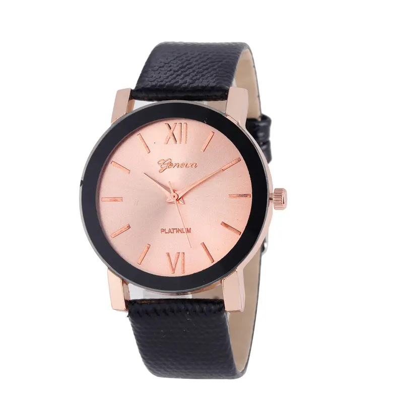 Geneva Women Watches Dress Elegant Clock Pu Leather Band Gold Silver Date Wrist Watch Relogio Feminino 2