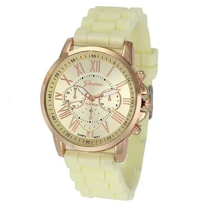 Geneva Women Watches Elegant Dress Clock Silicone Band Analog Quartz Wrist Watch Relogio Feminino 1