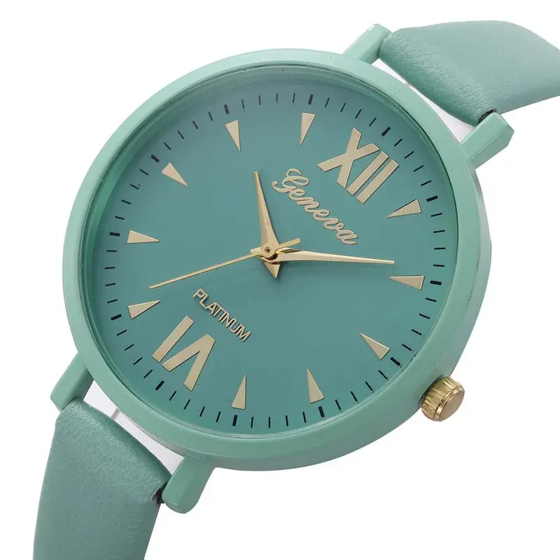 Geneva Women Watches Leisure Time Dress Clock Pu Leather Band Analog Simple Clock Watch Relogio Feminino 4
