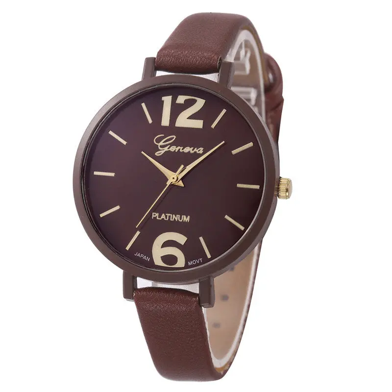 Geneva Women Watches Montre Ladies Faux Leather Analog Quartz Wrist Watch Relogio Feminino Feida 1