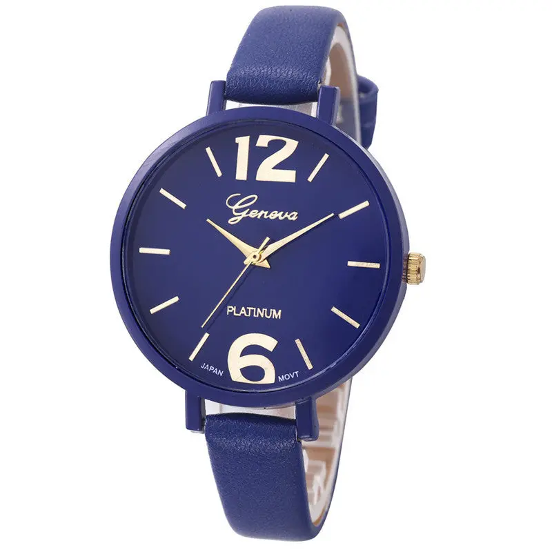 Geneva Women Watches Montre Ladies Faux Leather Analog Quartz Wrist Watch Relogio Feminino Feida 2