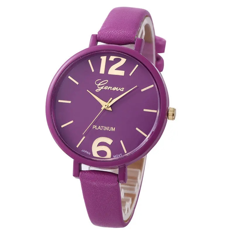 Geneva Women Watches Montre Ladies Faux Leather Analog Quartz Wrist Watch Relogio Feminino Feida 3