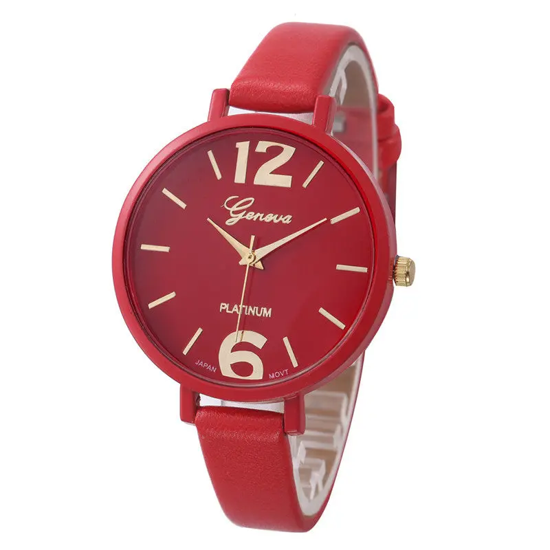 Geneva Women Watches Montre Ladies Faux Leather Analog Quartz Wrist Watch Relogio Feminino Feida 4
