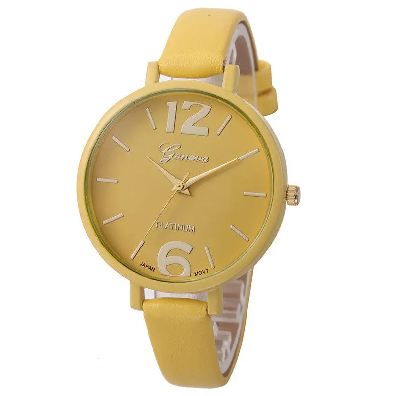 Geneva Women Watches Montre Ladies Faux Leather Analog Quartz Wrist Watch Relogio Feminino Feida 5