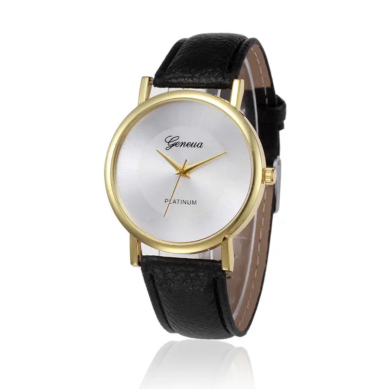 Geneva Women Watches Retro Design Pu Leather Band Dress Clock Analog Quartz Wrist Watch Relogio Feminino 1