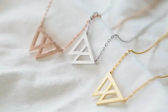 Geometric Chevron Triangle Long Necklace Trendy Simple Mountain Statet Pendant Necklaces N014 1