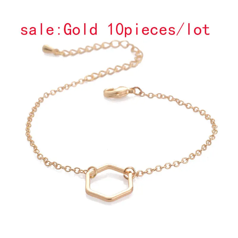 Geometric Jewelry Simple Hollow Line Hexagon Bracelet Cut Out Open Sexangle Bracelets 10Pcs30pcs-B030 1