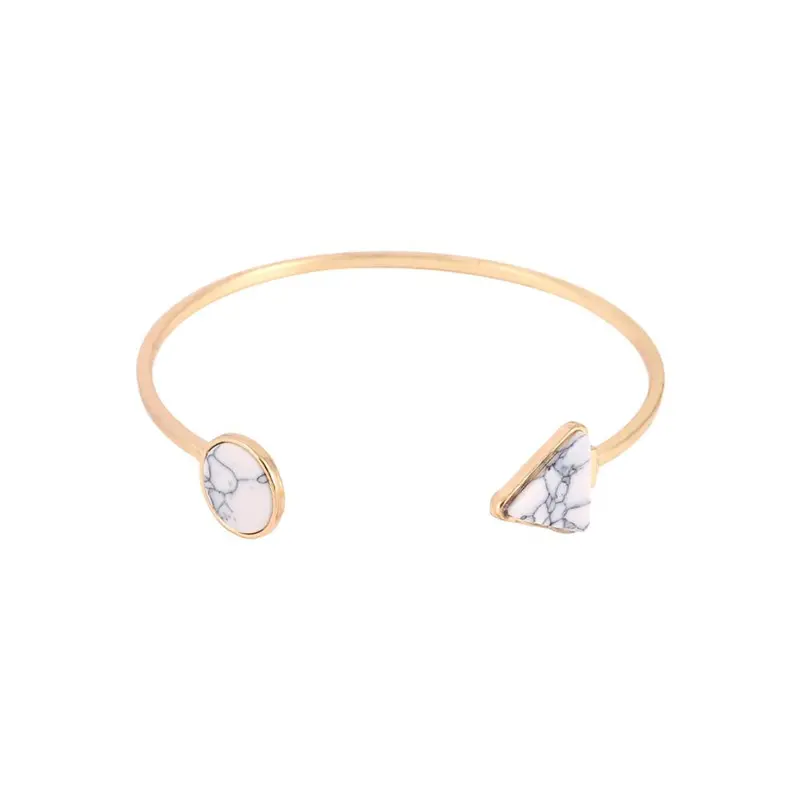 Geometric Triangle And Round Faux Marble White Howlite Bracelets Bangles G078 1
