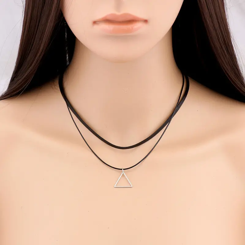 Geometric Triangle Rope Necklace Psxl040 2