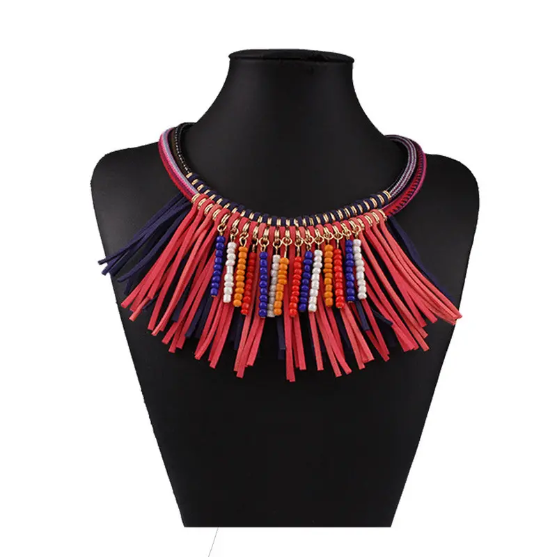 Gift Statement Jewelry Chain Women Colorful Multilayer Bohemia Tassels Collar Necklace Choker Sale Feida 3