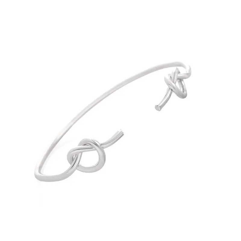 Gifts Gold Shiny Polished Side Double Knot Heart Cuff Bracelet Bangles 10Pcs-G039 1