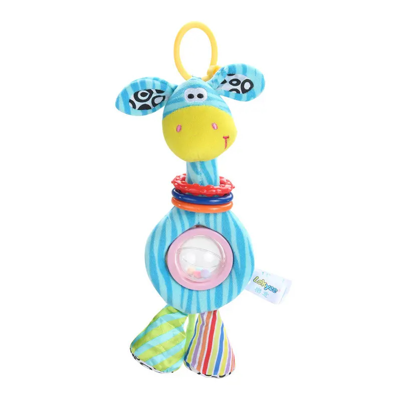 Giraffe Baby Pram Toy Plush Giraffe Cartoon Placate Stroller Bed Hang Toy Hbell Teether Baby Rattle 1