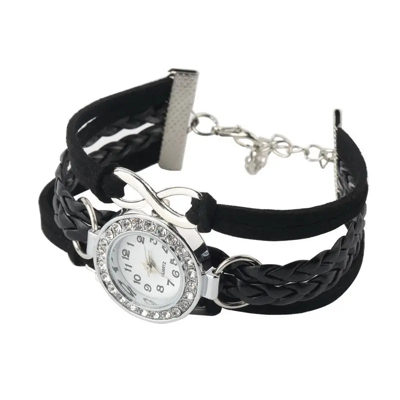 Girl Pu Leather Band Quartz Analog Crystal Wristwatch 1