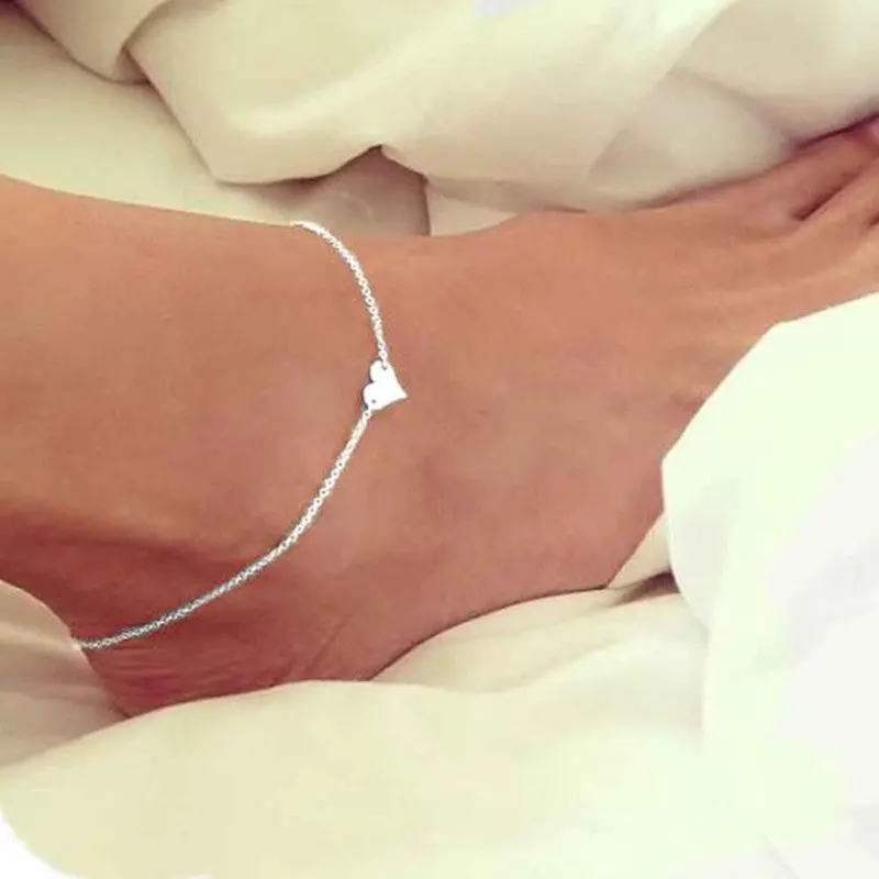 Girl Simple Heart Ankle Bracelet Chain Beach Foot Sandal Jewelry Bohemian Anklet Luxury Charm 1