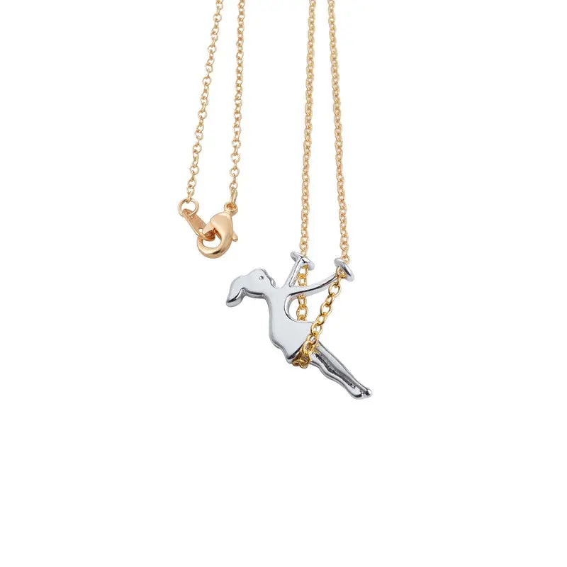 Girl Swing Necklaces Unique Different Color Combine Gold Silver Girl Swing Necklace 10Pcs-N016 1
