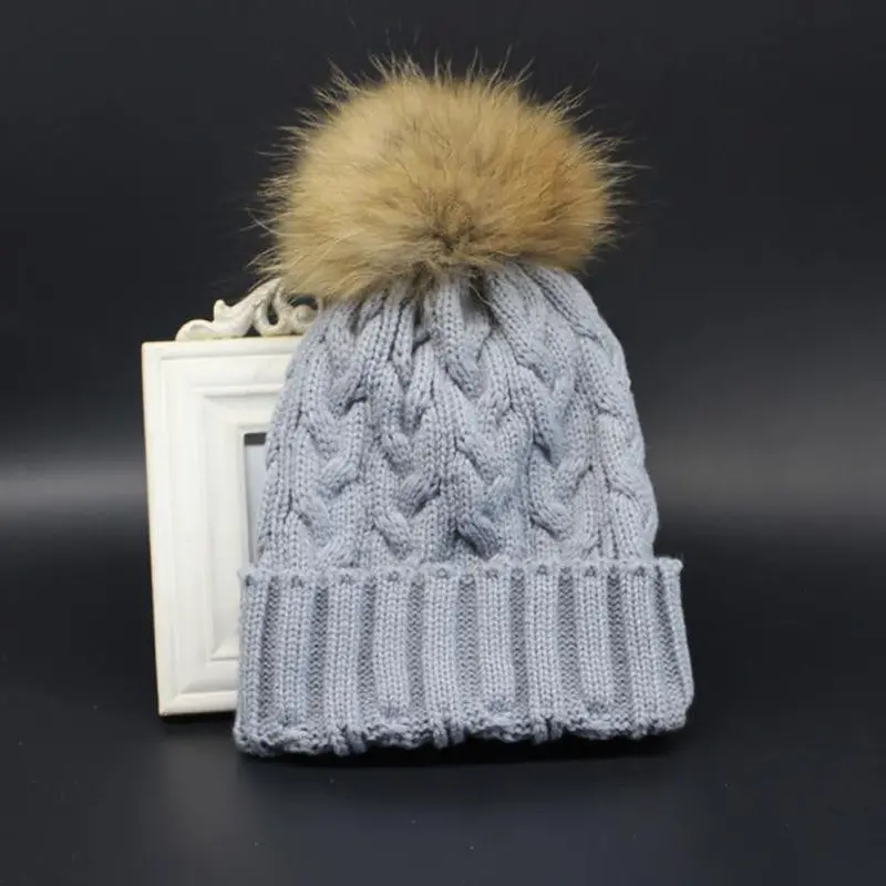 Girl Women Crochet Hat Fur Wool Knit Beanie Raccoon Warm Cap Casquette Hat Better 3