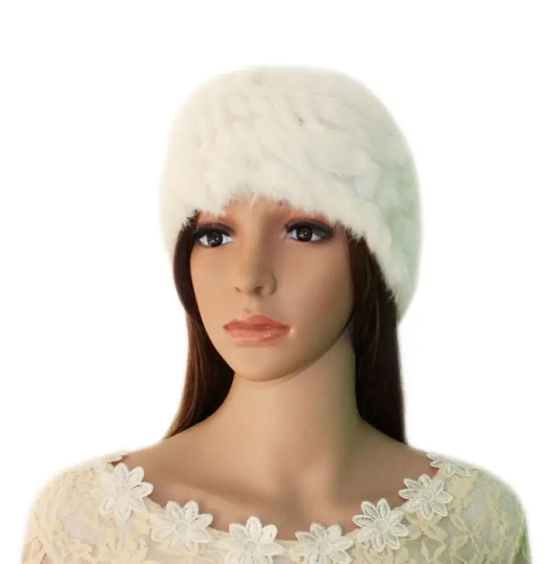 Girl Womens Rabbit Fur Knitted Hat Cap Nice Quality Warm Casquette Hat Better 2