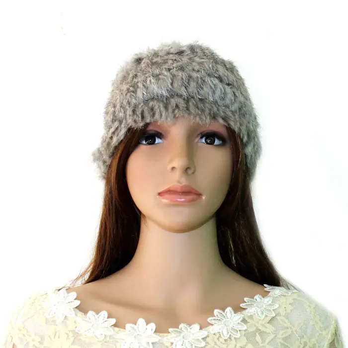 Girl Womens Rabbit Fur Knitted Hat Cap Nice Quality Warm Casquette Hat Better 3