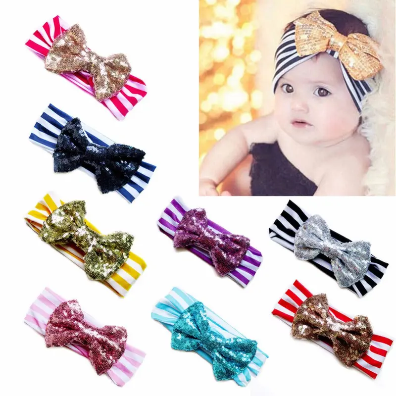 Girls Baby Headb Children Satin Stripe Headb Hair Bow B Accessories 1