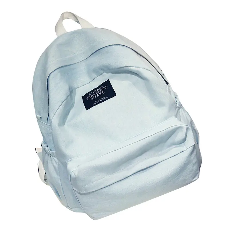 Girls Boys Denim School Bag Travel Backpack Satchel Women Shoulder Rucksack Mochila Light Blue 1