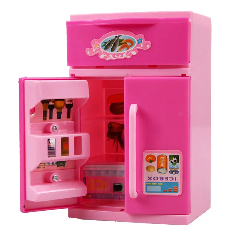 Girls Lovely Toy Refrigerator Children House Play Pretend Role Play Refrigerator Educational Toy 1